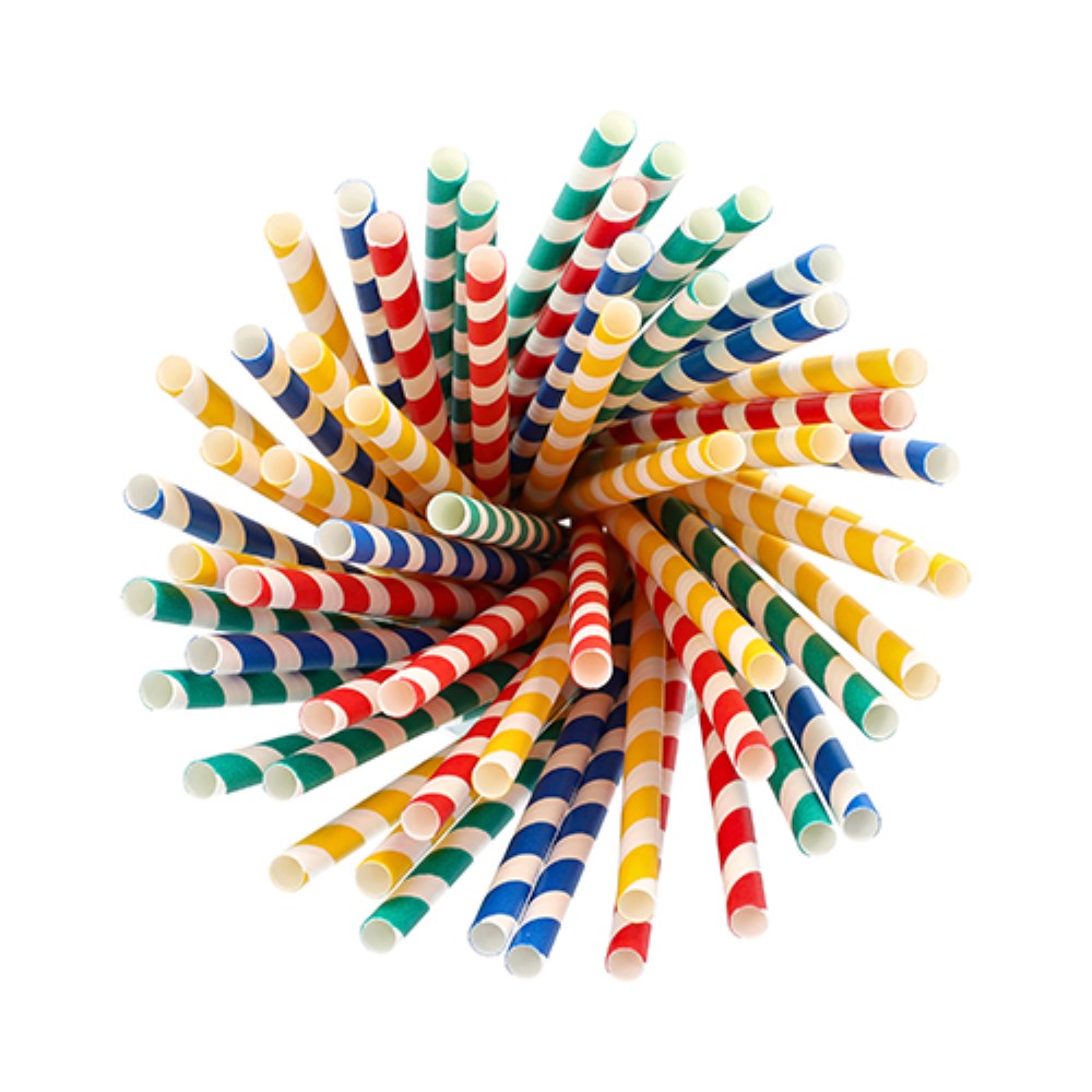100 Shake-Halme, Papier Ø 8 mm · 21 cm farbig sortiert "Stripes"