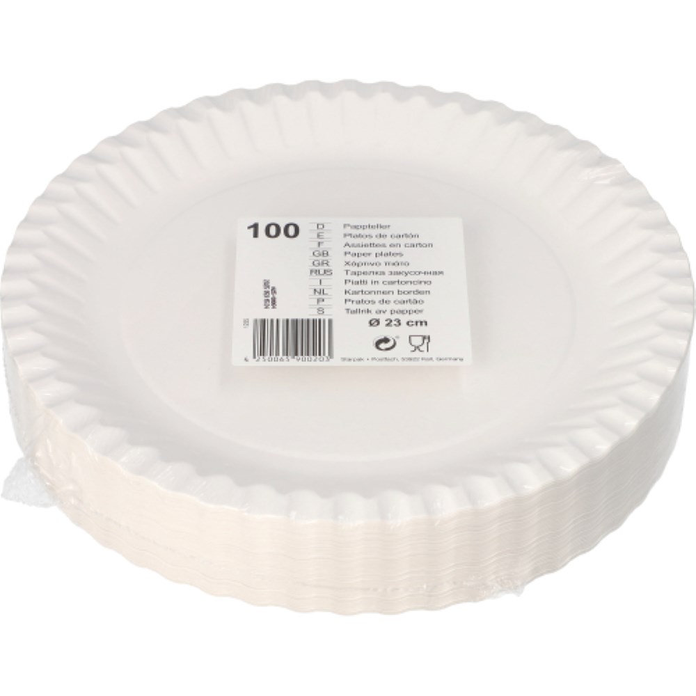 100 Teller, Pappe rund Ø 23 cm weiss