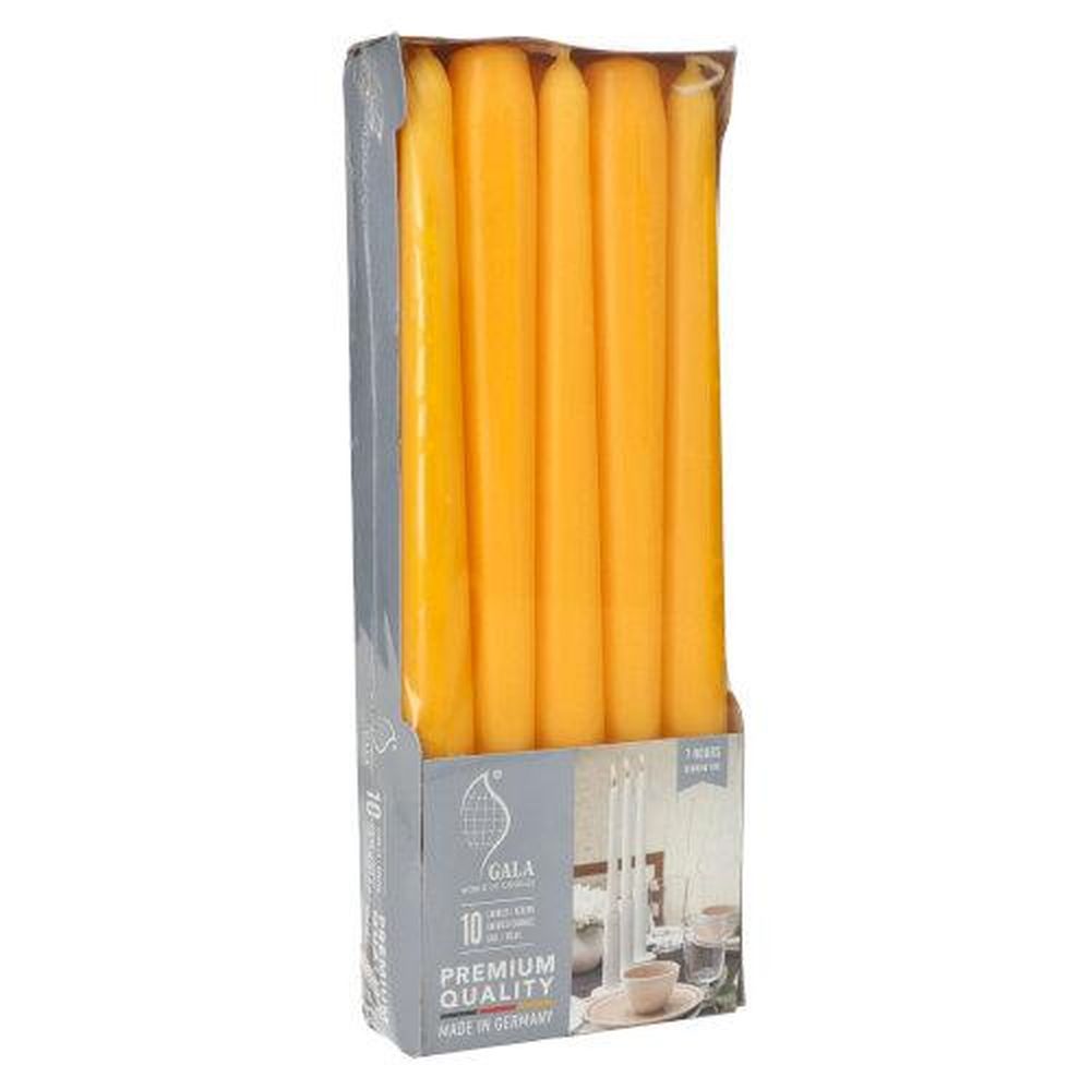 10 Leuchterkerzen Ø 2,3 cm · 25 cm goldgelb