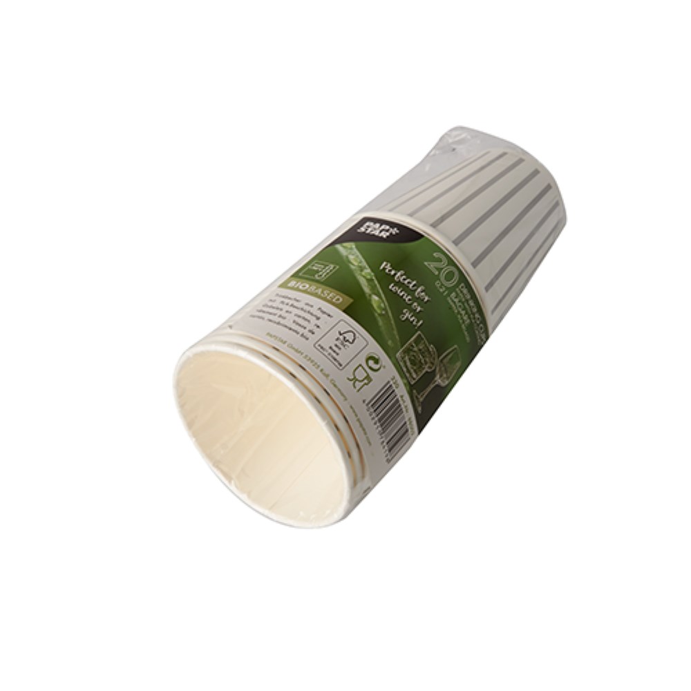 20 Trinkbecher, Pappe 0,2 l Ø 8 cm · 9,1 cm grau/silber "Wine / Gin Tonic"