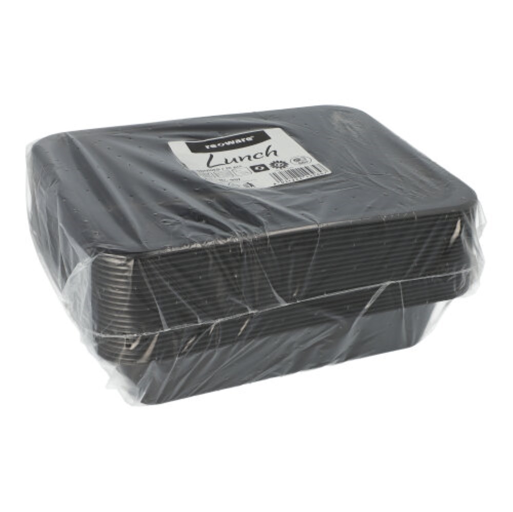 20 Mehrweg-Menüschalen PP ungeteilt 4,5 cm x 22,7 cm x 17,8 cm schwarz