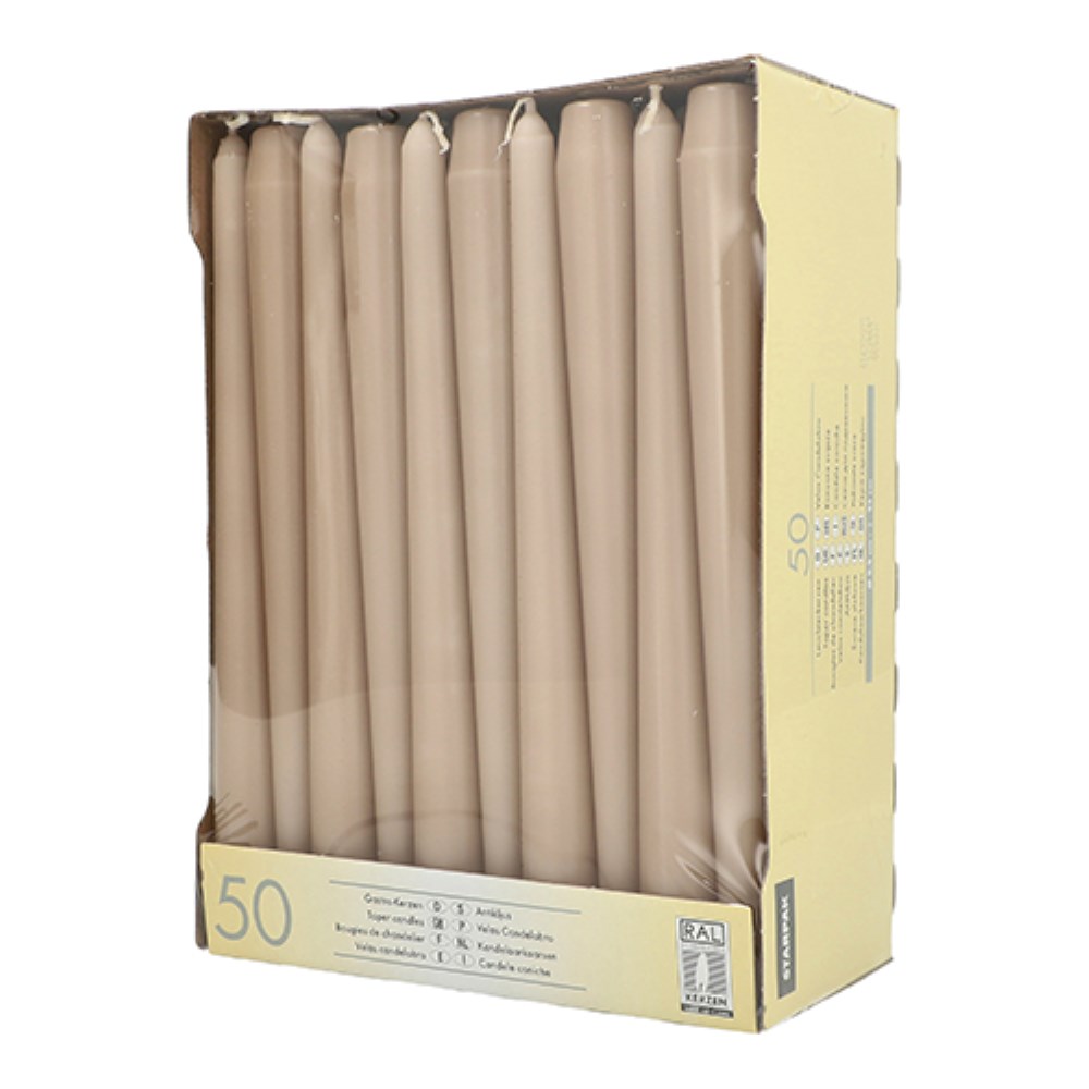 50 Leuchterkerzen Ø 2,2 cm · 25 cm puder