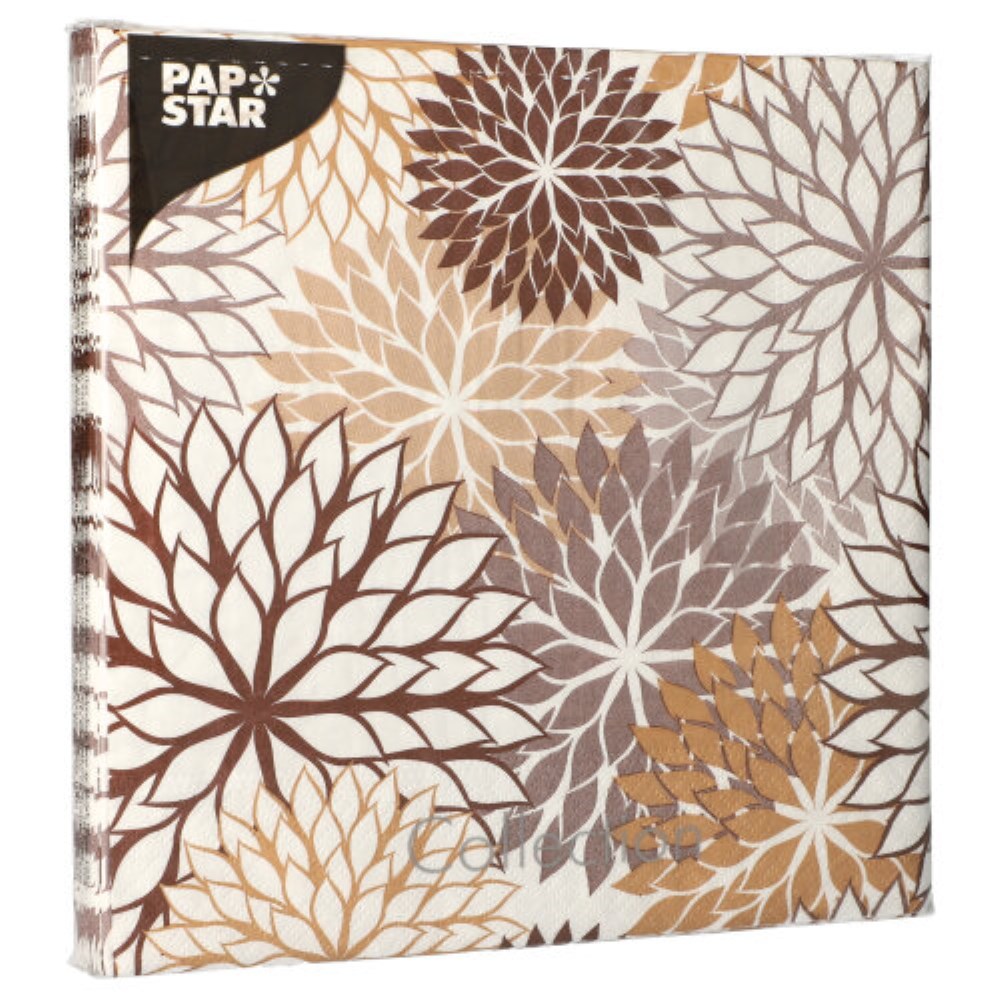 20 Servietten, 3-lagig 1/4-Falz 40 cm x 40 cm taupe "Floralies"