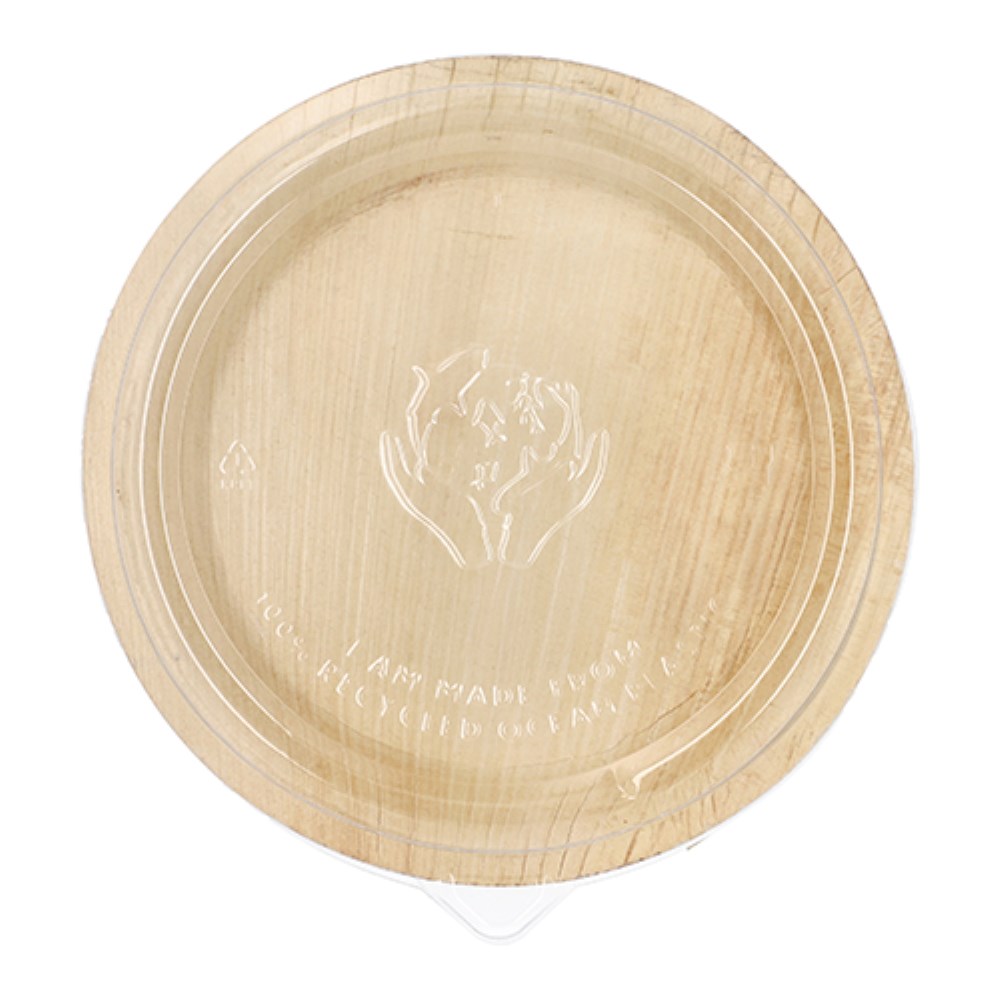 10 Teller, Palmblatt rund 500 ml Ø 23 cm · 5,3 cm mit rPET Deckel "Kombipack"