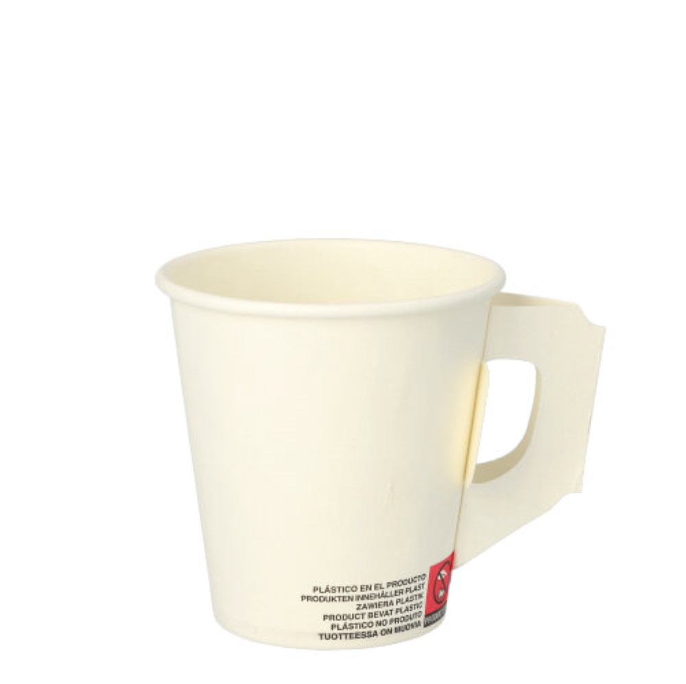 80 Trinkbecher mit Henkel, Pappe "To Go" 0,18 l Ø 7,3 cm · 7,8 cm weiss