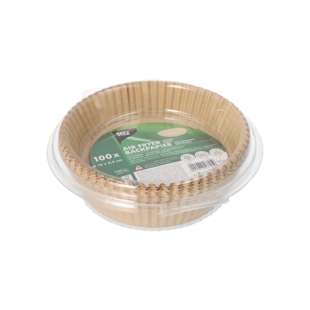 100 Backpapiere Ø 16 cm · 4,5 cm braun für Heißluftfritteusen