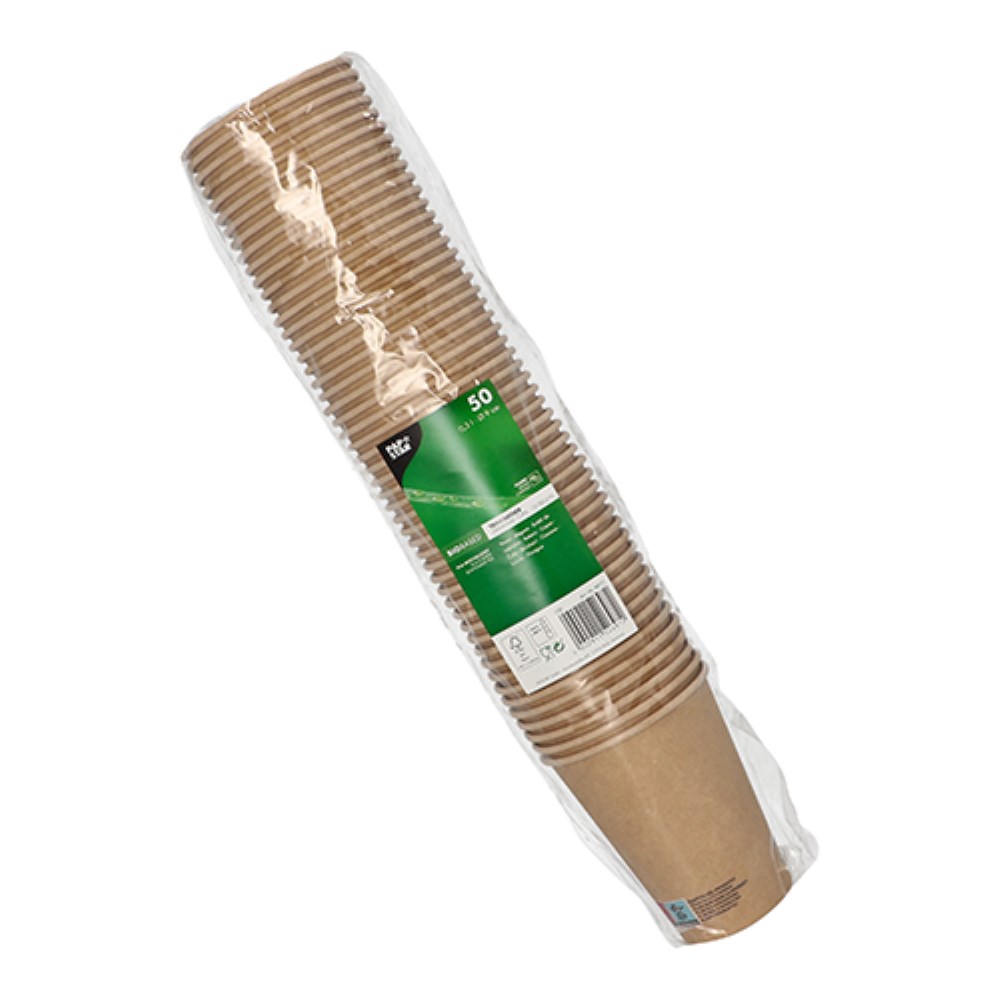 50 Trinkbecher, Pappe 0,3 l Ø 9 cm · 11 cm braun