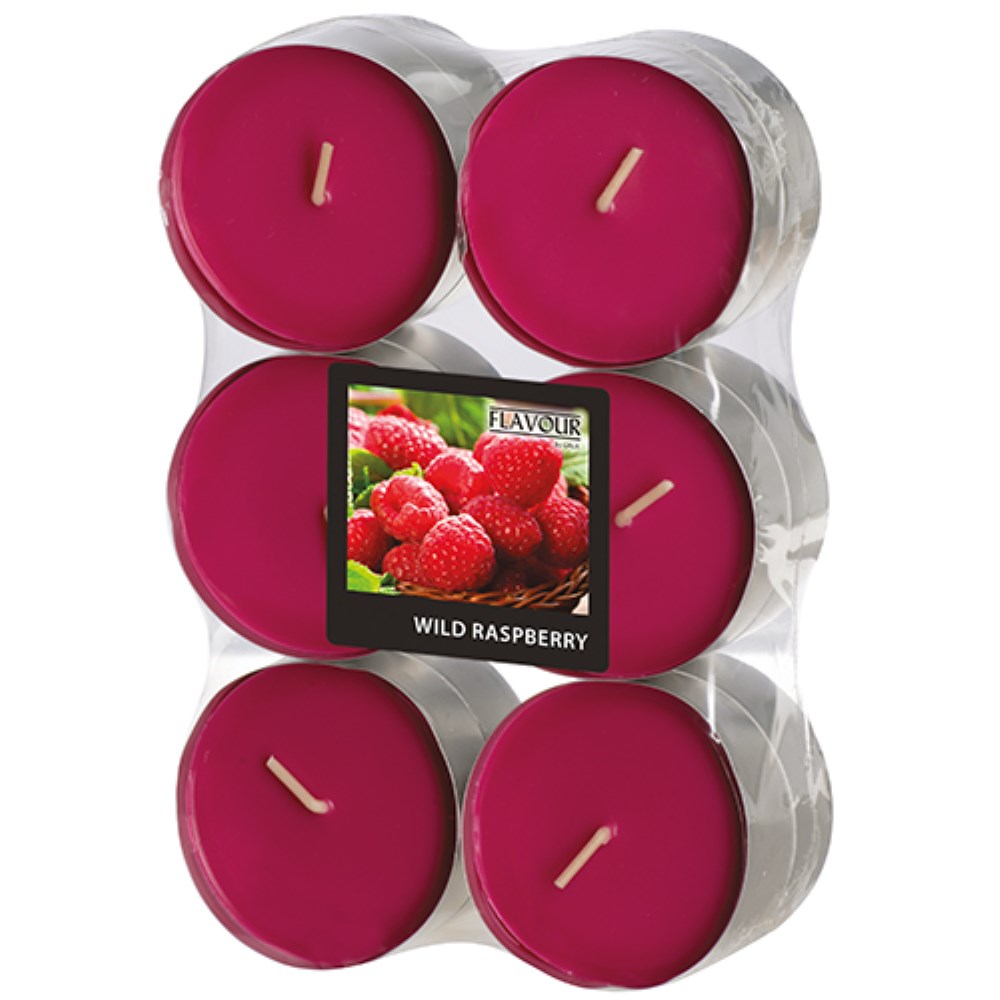 12 "GALA" Maxi Duftlichte Ø 58 mm · 24 mm weinrot - Wild Raspberry