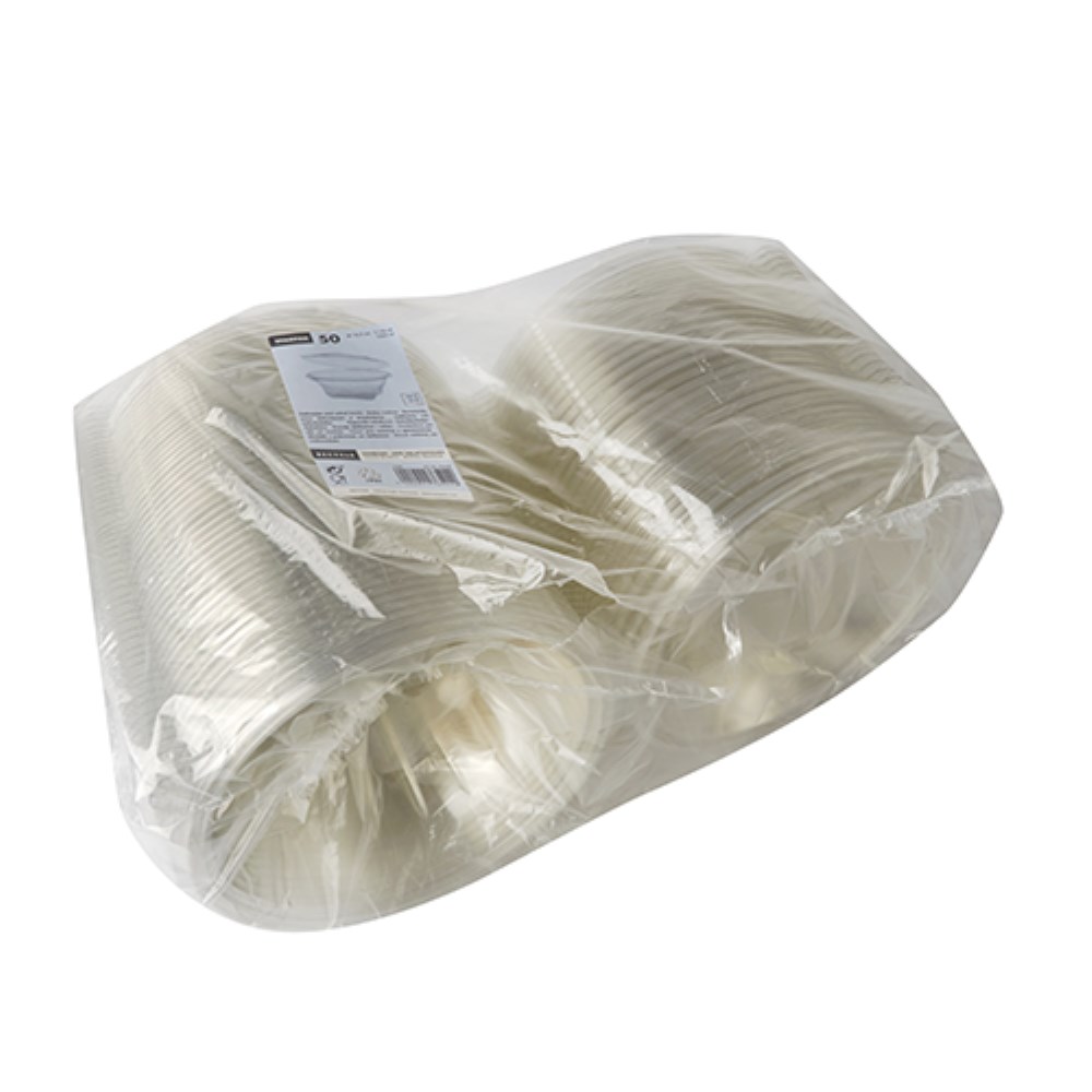 50 Feinkost- und Salatschalen mit Klappdeckel, R-PET rund 1000 ml Ø 18,5 cm · 7,8 cm glasklar