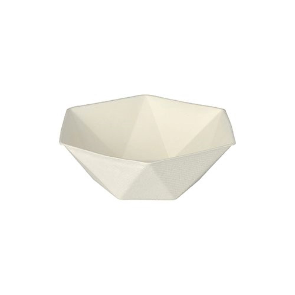 12 Schalen Zuckerrohr "pure" 6-eckig 400 ml 5 cm x 16 cm x 14 cm weiss "Diamond"
