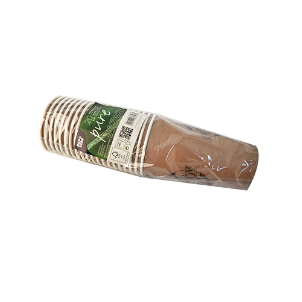 20 Trinkbecher, Pappe 0,4 l Ø 9 cm · 13,9 cm braun "Pure Joy"