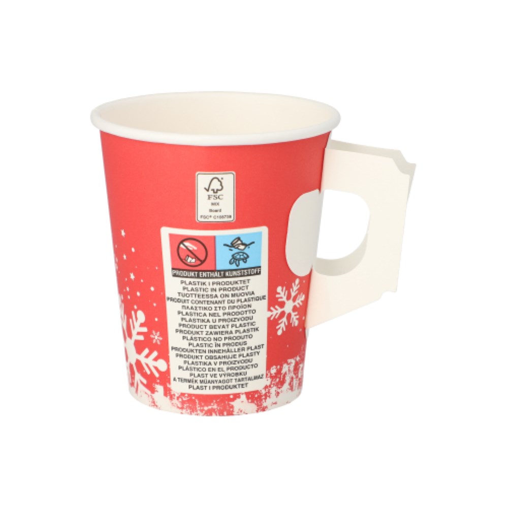 50 Trinkbecher mit Henkel, Pappe 0,2 l Ø 8 cm · 9,3 cm "Winter Time"