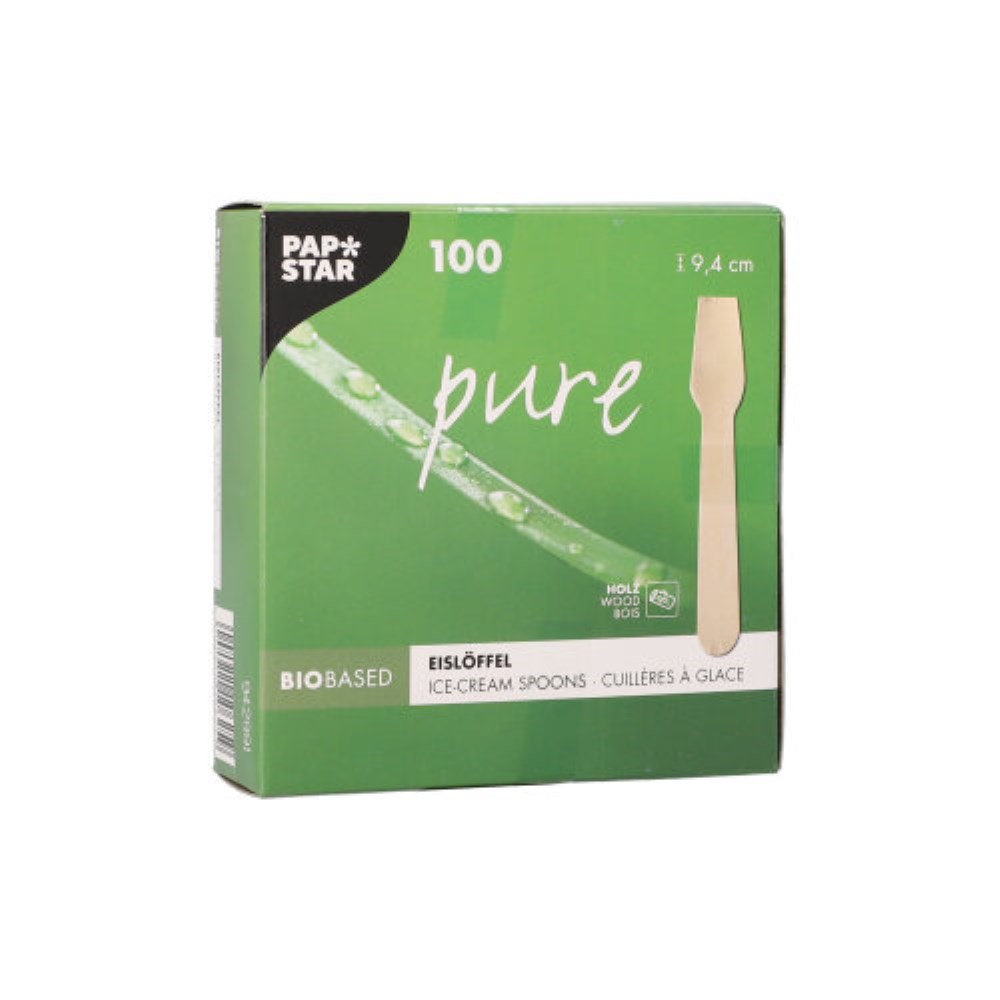 100 Eislöffel, Holz "pure" 9,4 cm
