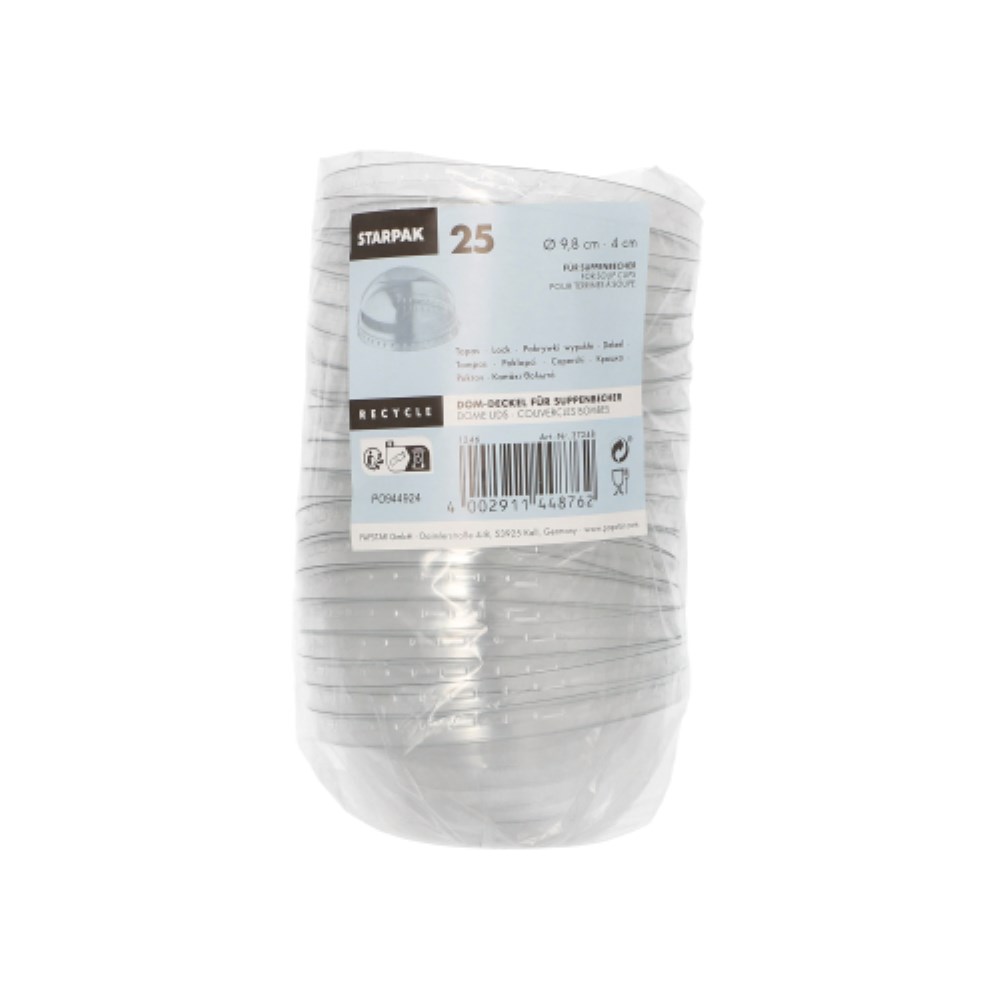 25 Dom-Deckel für Suppenbecher PET Ø 9,8 cm · 4 cm transparent