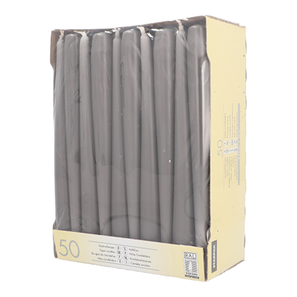 50 Leuchterkerzen Ø 2,2 cm · 25 cm grau 50 Leuchterkerzen Ø 2,2 cm · 25 cm grau