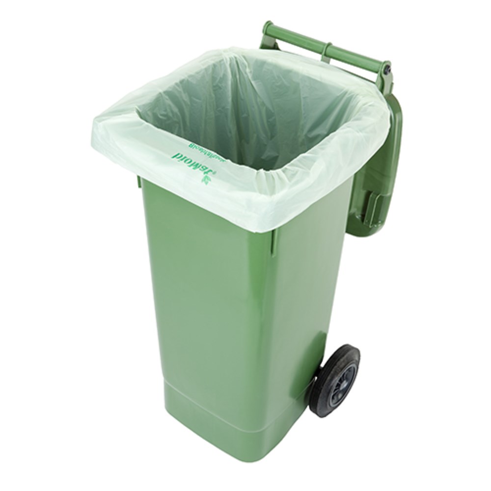 10 "bioMat" Kompostbeutel auf Stärkebasis 120 l 130 cm x 88 cm ohne Tragegriff, 16 my