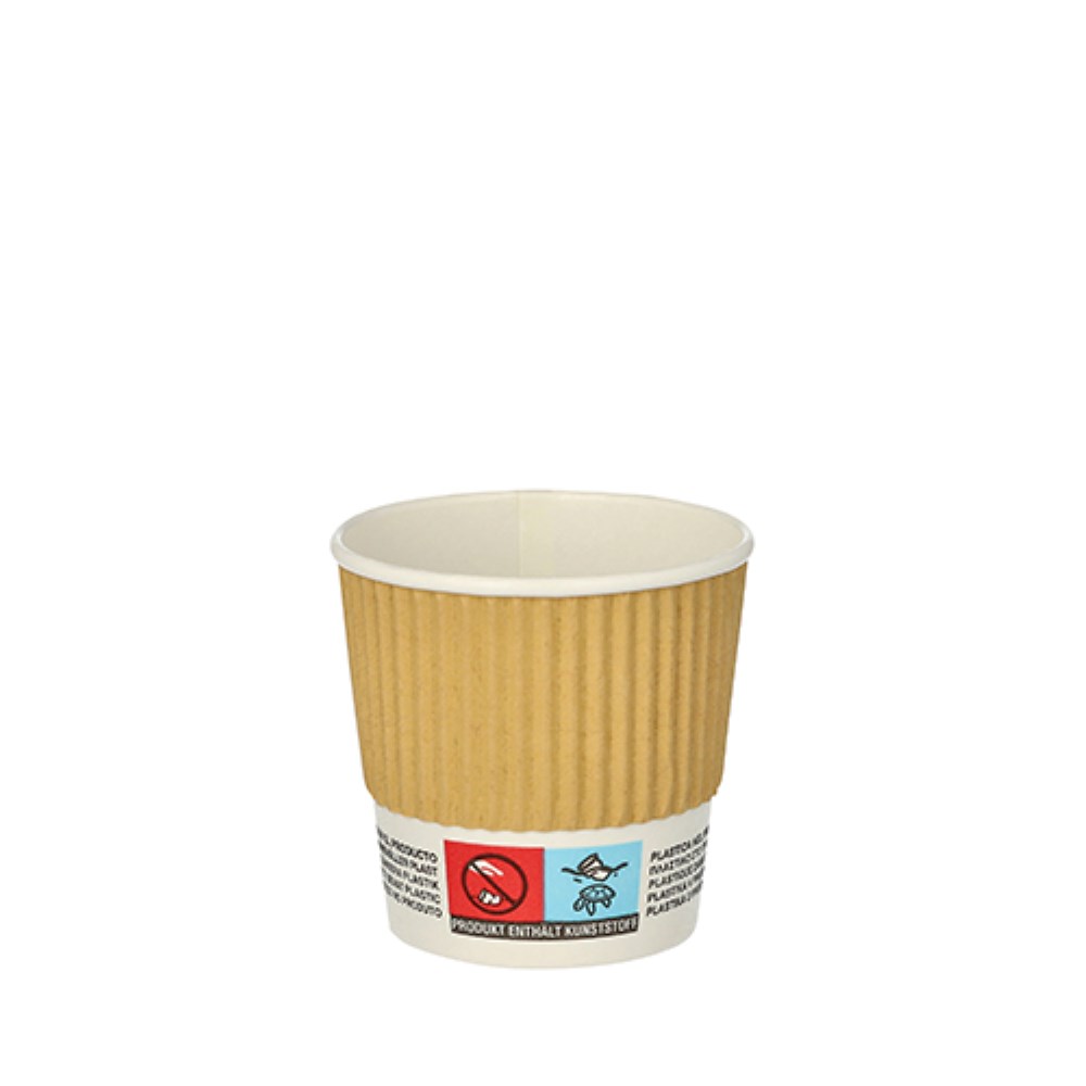 25 Trinkbecher, Pappe 0,1 l Ø 6 cm · 6 cm natur Ripple Wall