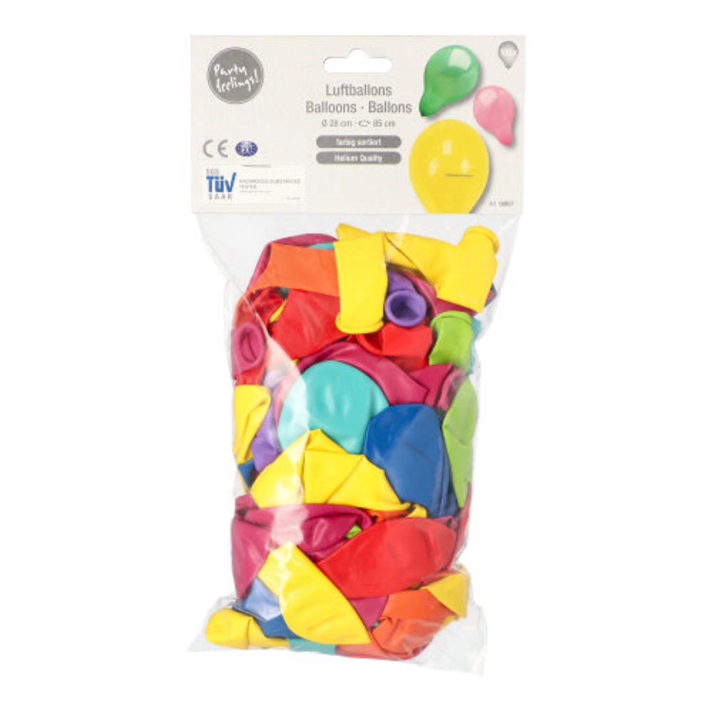 100 Luftballons rund Ø 28 cm farbig sortiert