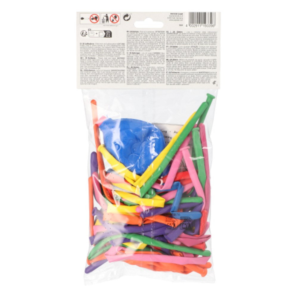 30 Modellierballons 115 cm farbig sortiert mit Pumpe und Aufbauanleitung