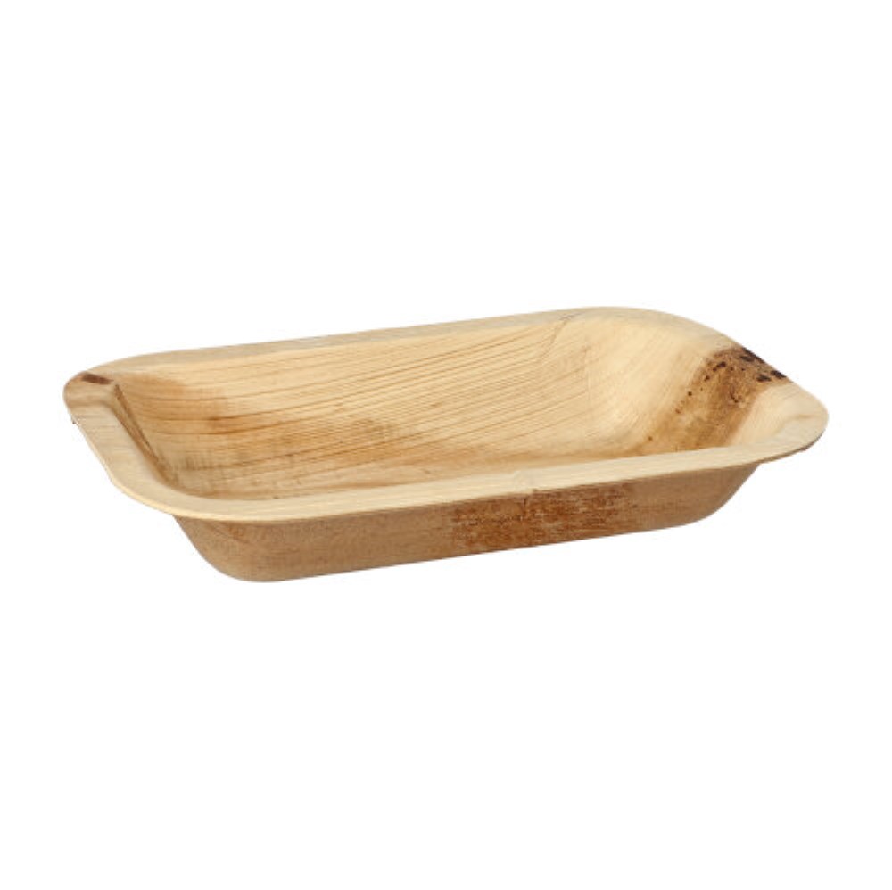 25 Siegelschalen Palmblatt "pure" eckig 400 ml 4 cm x 15 cm x 24 cm ungeteilt