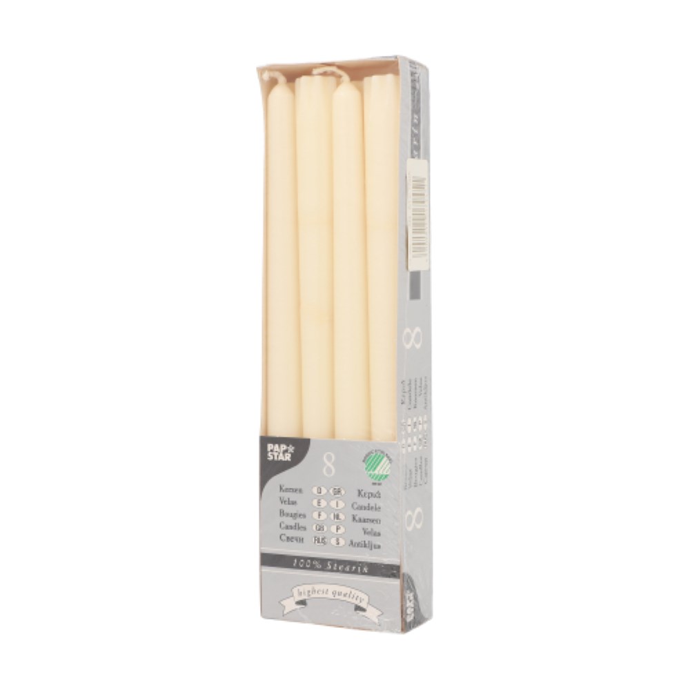 8 Leuchterkerzen Ø 2,2 cm · 25 cm creme aus 100 % Stearin
