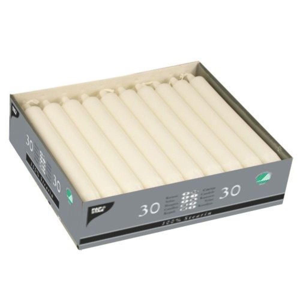 30 Kronkerzen Ø 2,2 cm · 20 cm weiss aus 100 % Stearin 30 Kronkerzen Ø 2,2 cm · 20 cm weiss aus 100 % Stearin