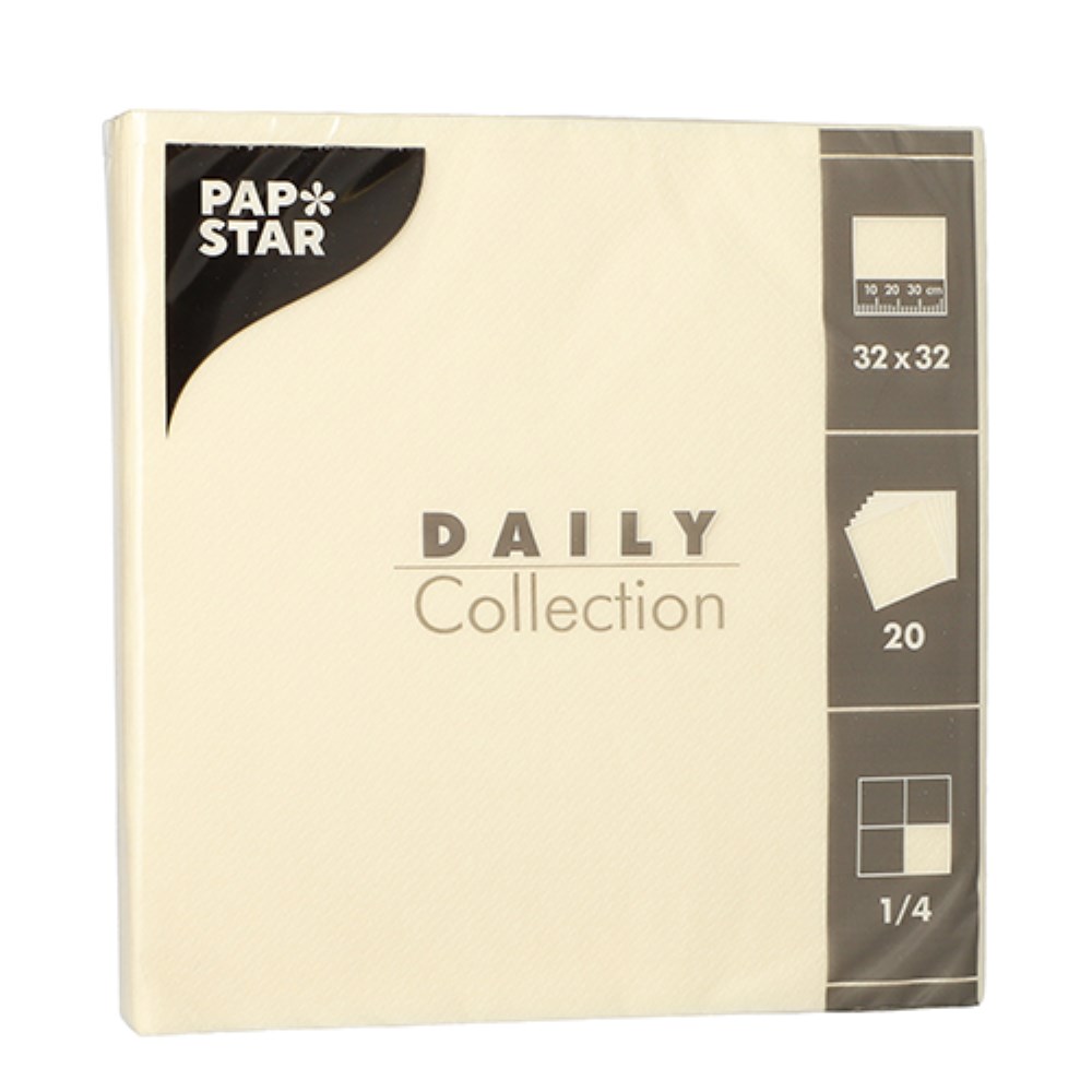 20 Servietten "DAILY Collection" 1/4-Falz 32 cm x 32 cm champagner