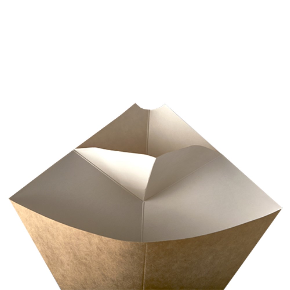 50 Pommes-Frites-Spitztüten mit Dip-Ecke, Pappe "pure" 19,5 cm x 16,5 cm braun/weiss Füllinhalt 100g