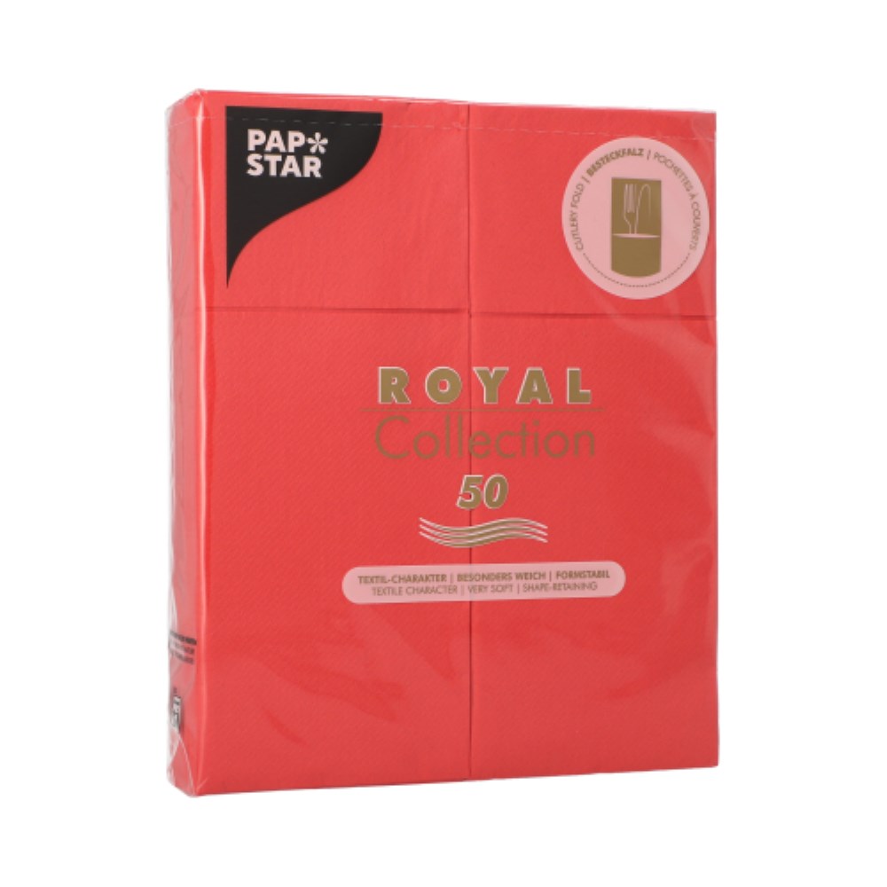 50 Servietten "ROYAL Collection" 40 cm x 30 cm rot mit Besteckfalz