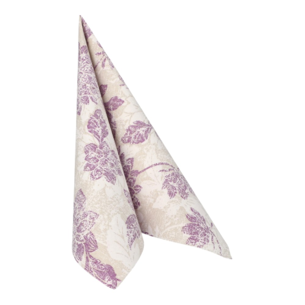 20 Servietten "ROYAL Collection" 1/4-Falz 40 cm x 40 cm lila "Flowers"