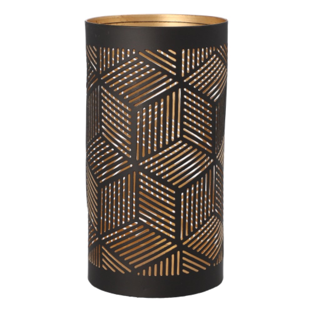 4 Kerzenhalter Ø 8 cm · 15 cm schwarz/gold "Santorini"