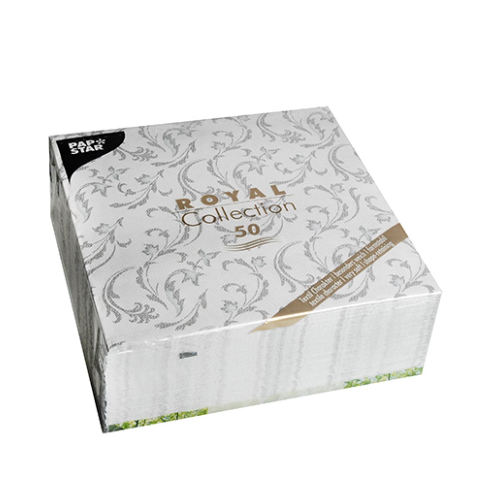 50 Servietten "ROYAL Collection" 1/4-Falz 40 cm x 40 cm grau "Damascato"