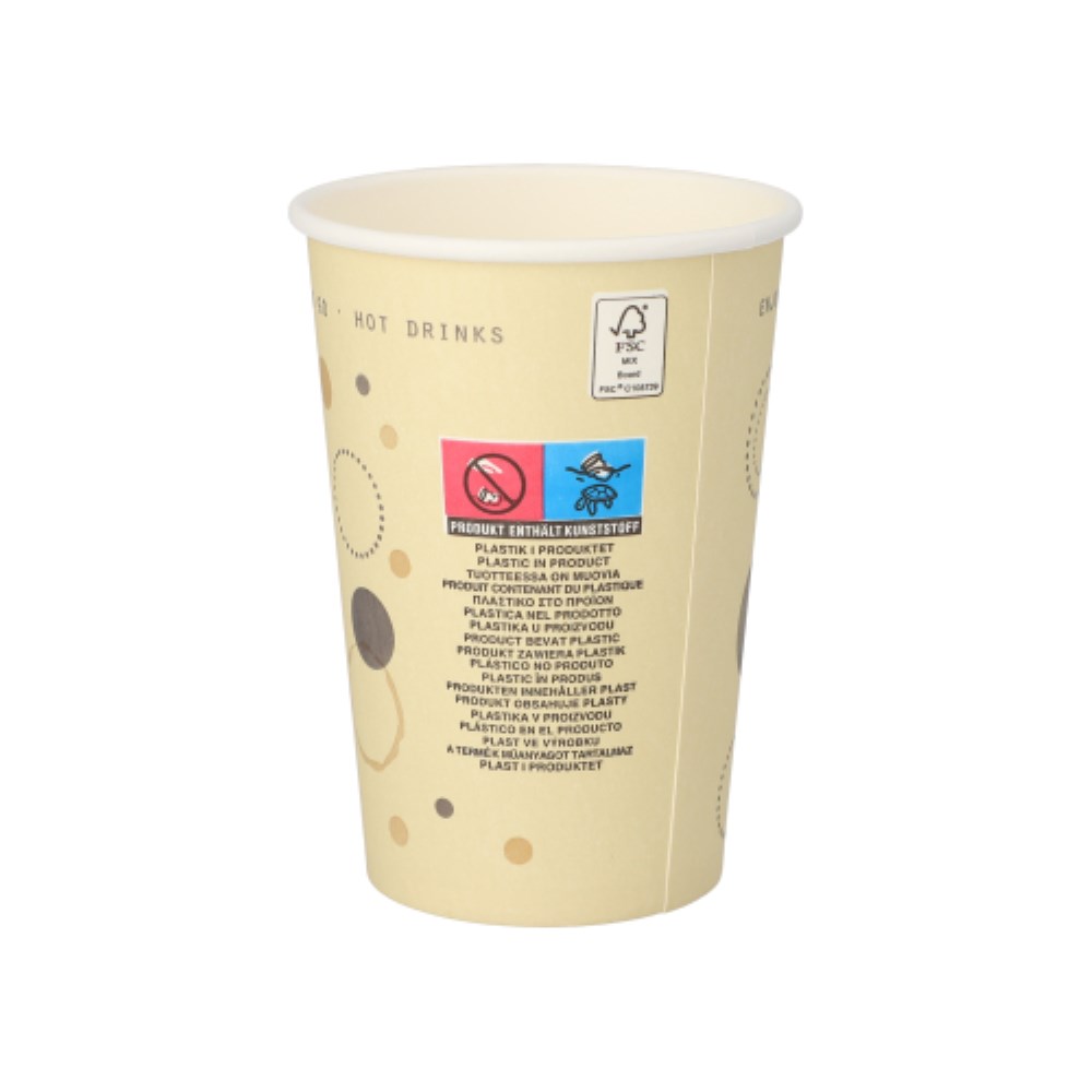 50 Trinkbecher, Pappe "To Go" 0,25 l Ø 8 cm · 11 cm "Coffee Rings"