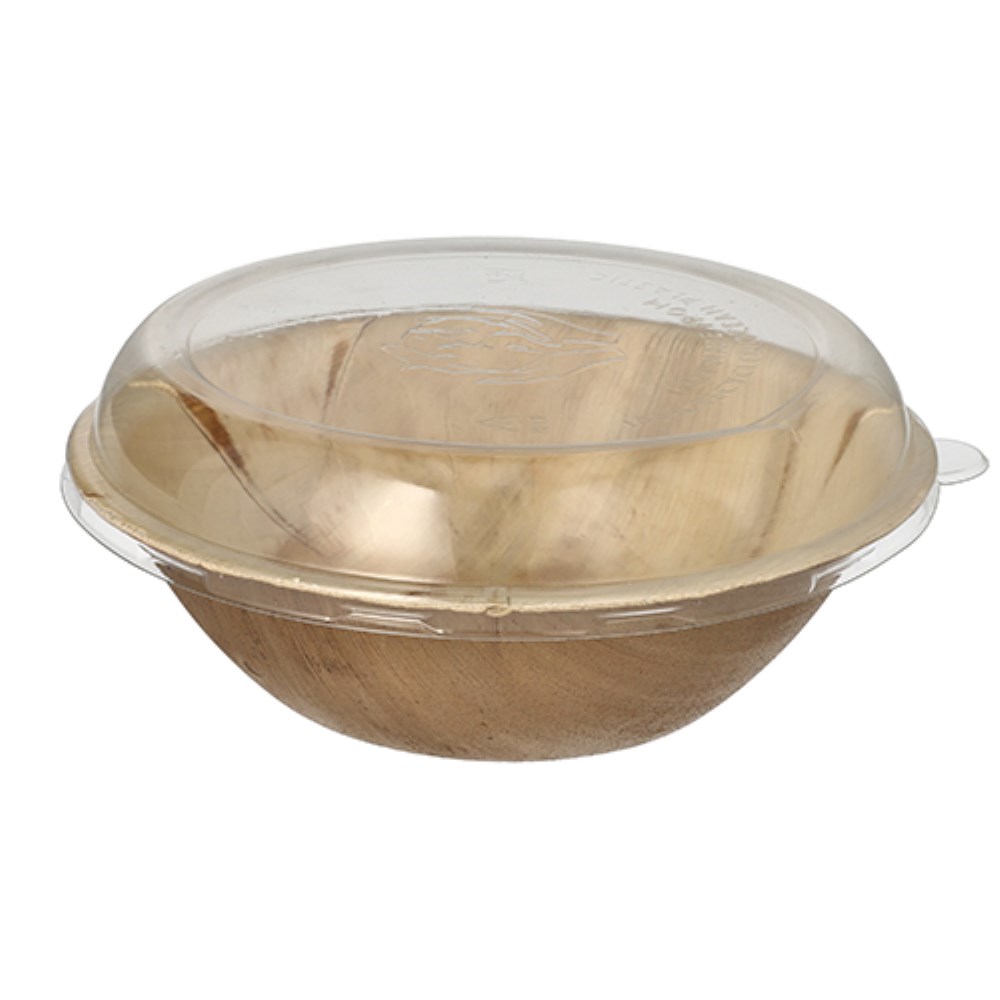10 Schalen, Palmblatt rund 800 ml Ø 21 cm · 8,5 cm mit rPET Deckel "Kombipack"