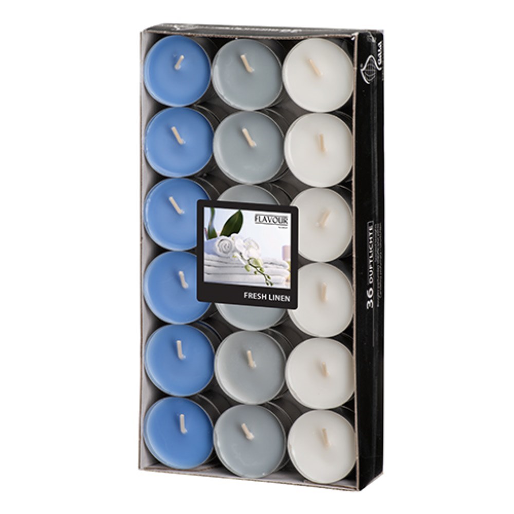 36 "Flavour by GALA" Duftlichte Ø 38 mm · 17 mm weiss - Fresh Linen "Ton in Ton"