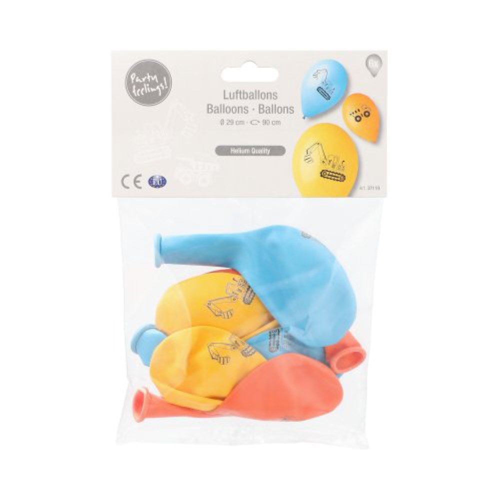 6 Luftballons Ø 29 cm farbig sortiert "Construction Vehicles"