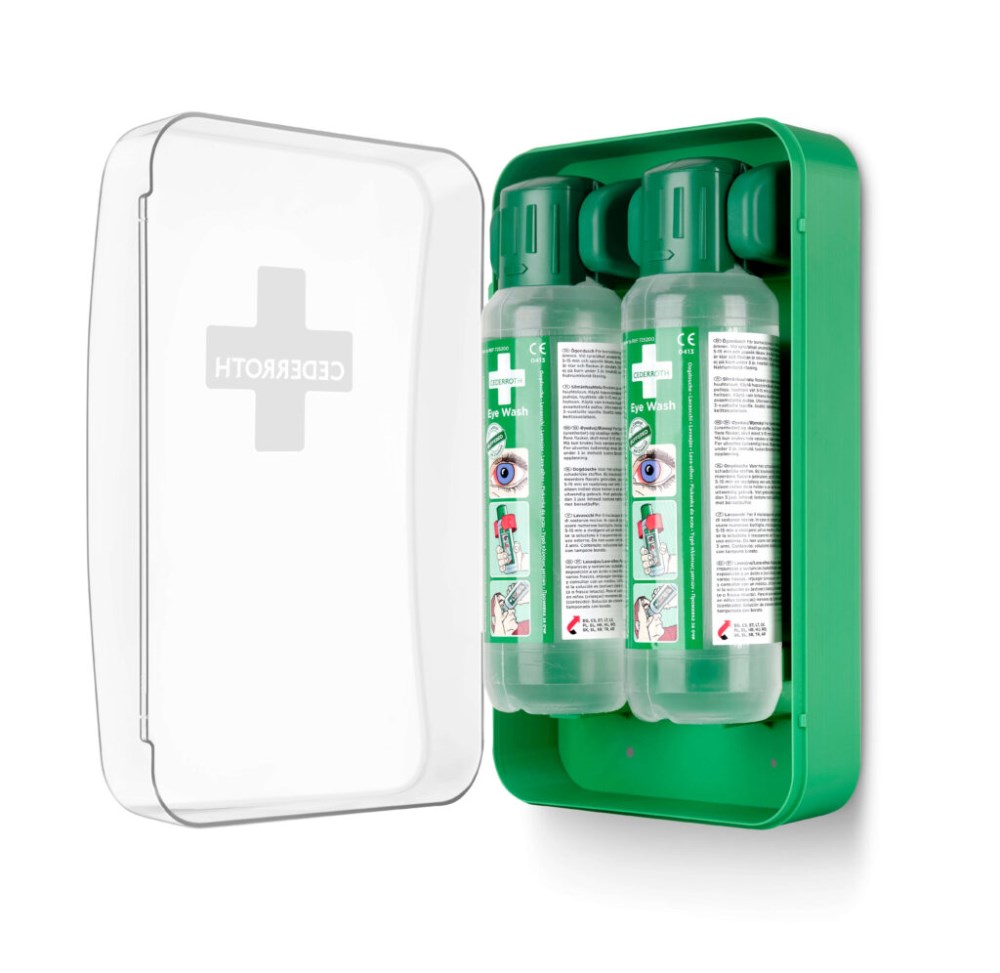 "Cederroth" Augendusche 29,6 cm x 19,2 cm "Eye-Wash-Cabinet" inkl. 2 Flaschen (500ml)
