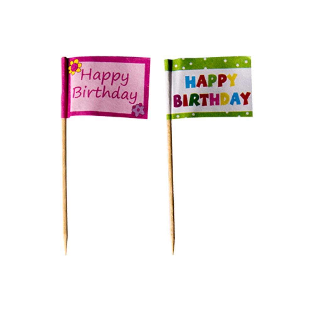 20 Deko-Picker 8 cm "Happy Birthday"