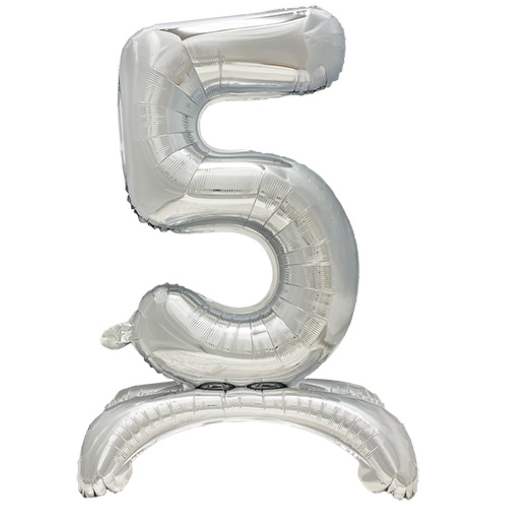 Folienluftballon 73 cm silber "5" stehend