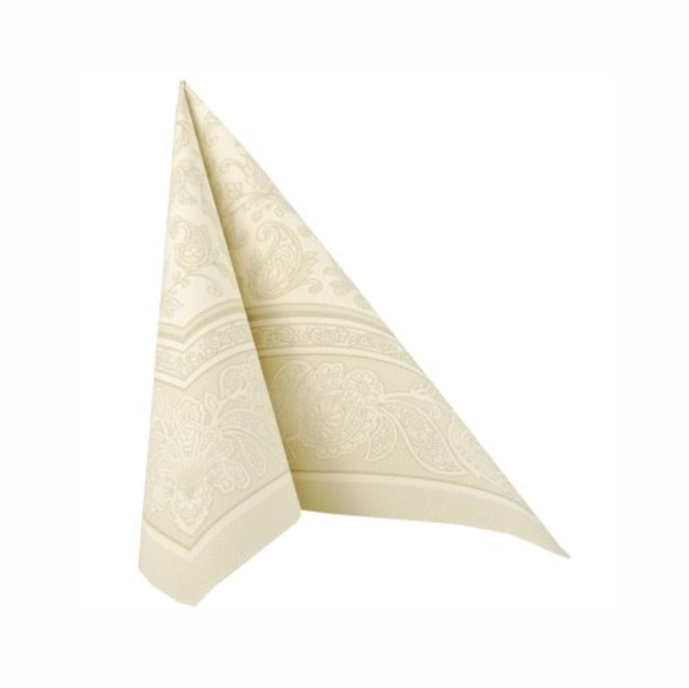 20 Servietten "ROYAL Collection" 1/4-Falz 40 cm x 40 cm champagner "Ornaments"