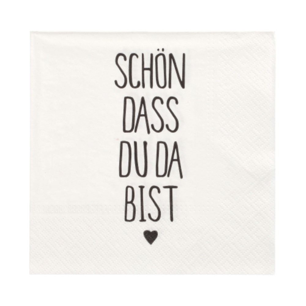 20 Servietten, 3-lagig 1/4-Falz 33 cm x 33 cm "Schön, dass du da bist"
