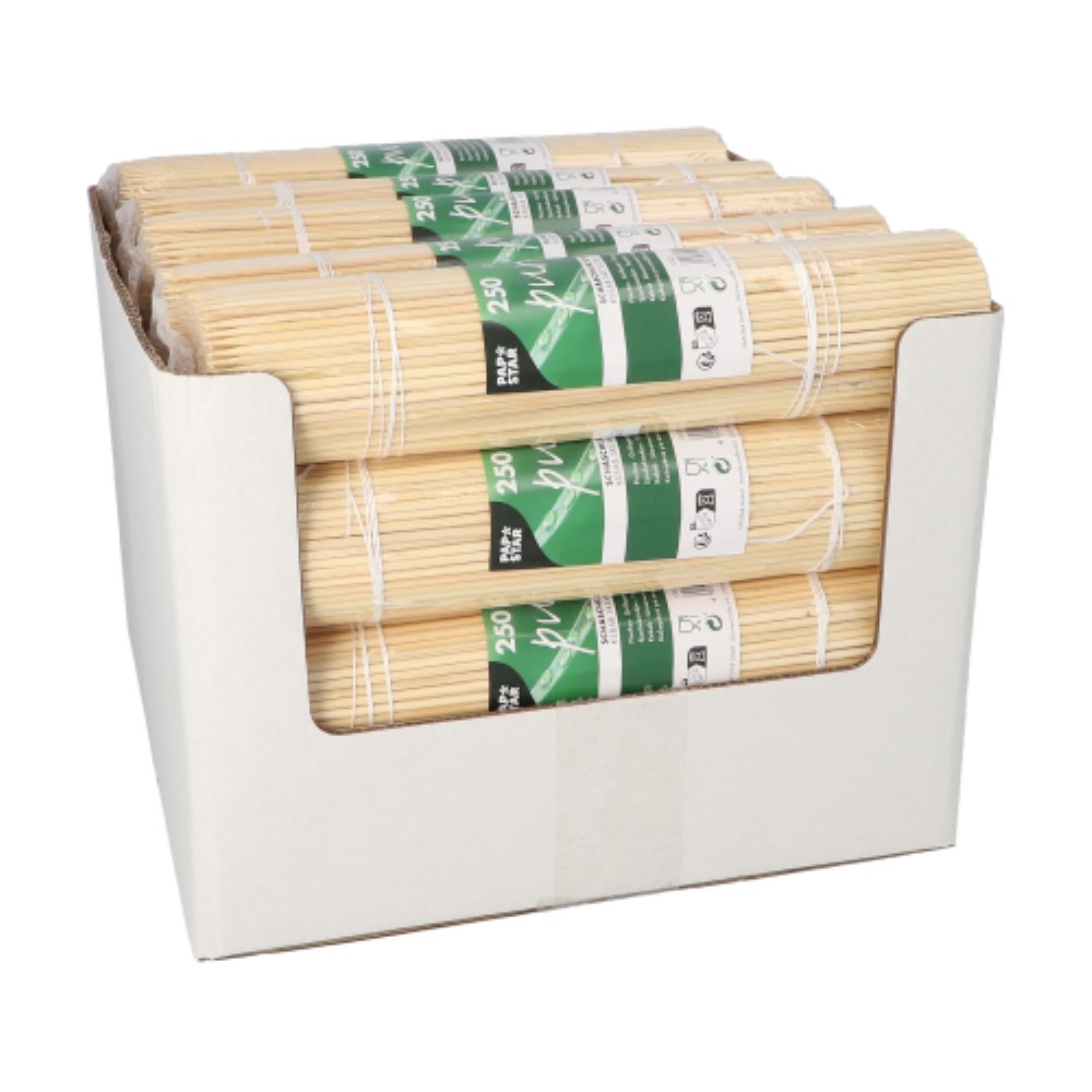 250 Schaschlikspieße, Bambus "pure" Ø 3 mm · 25 cm 250 Schaschlikspieße, Bambus "pure" Ø 3 mm · 25 cm
