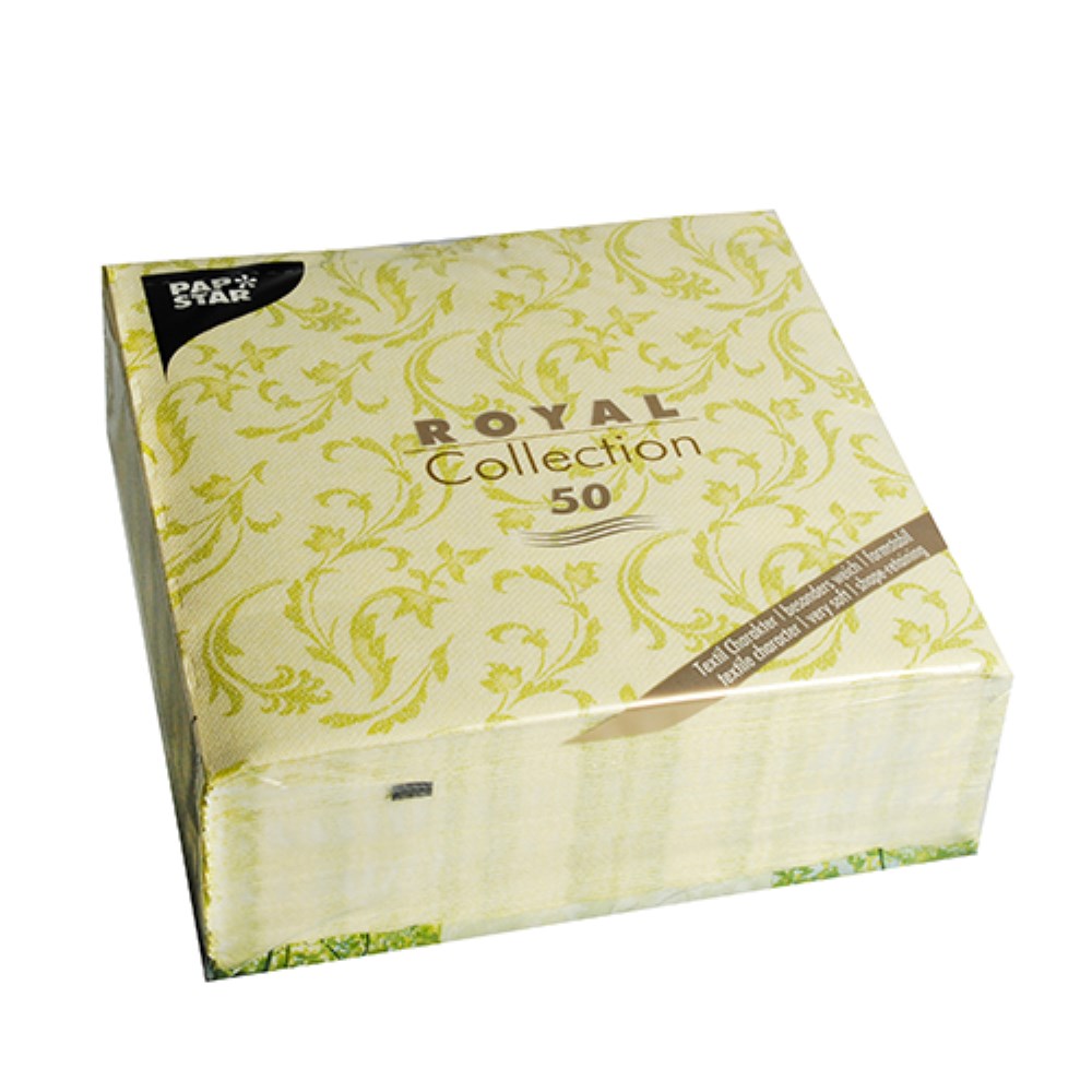 50 Servietten "ROYAL Collection" 1/4-Falz 40 cm x 40 cm limonengrün "Damascato"