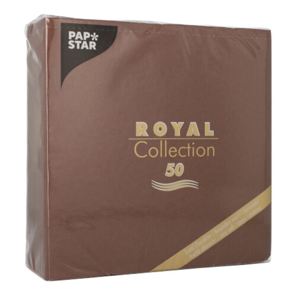 50 Servietten "ROYAL Collection" 1/4-Falz 40 cm x 40 cm braun