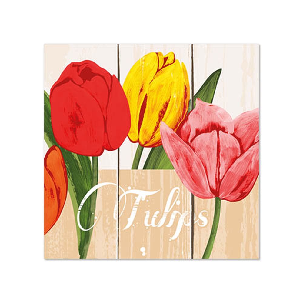 50 Servietten, 3-lagig 1/4-Falz 25 cm x 25 cm "Blooming Tulips"