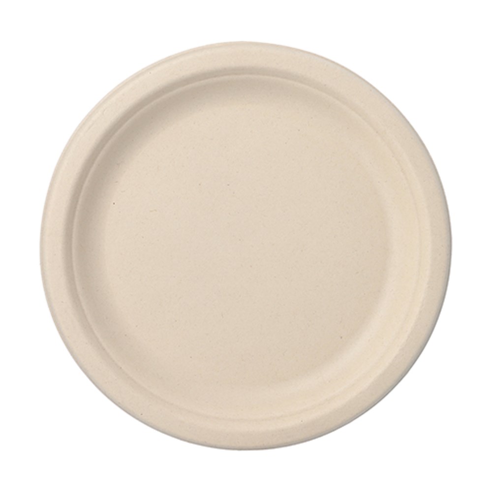 12 Teller, Zuckerrohr "pure" ungeteilt Ø 23 cm · 2 cm natur