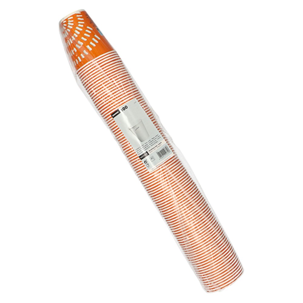 100 Trinkbecher für Kaltgetränke, Pappe 0,25 l Ø 8,97 cm · 10 cm orange "Rays"