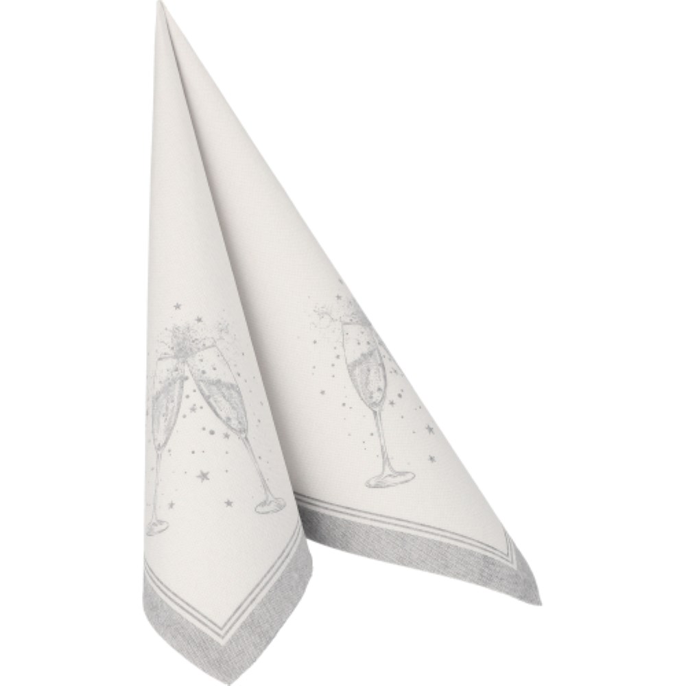 50 Servietten "ROYAL Collection" 1/4-Falz 40 cm x 40 cm silber "Festivities"