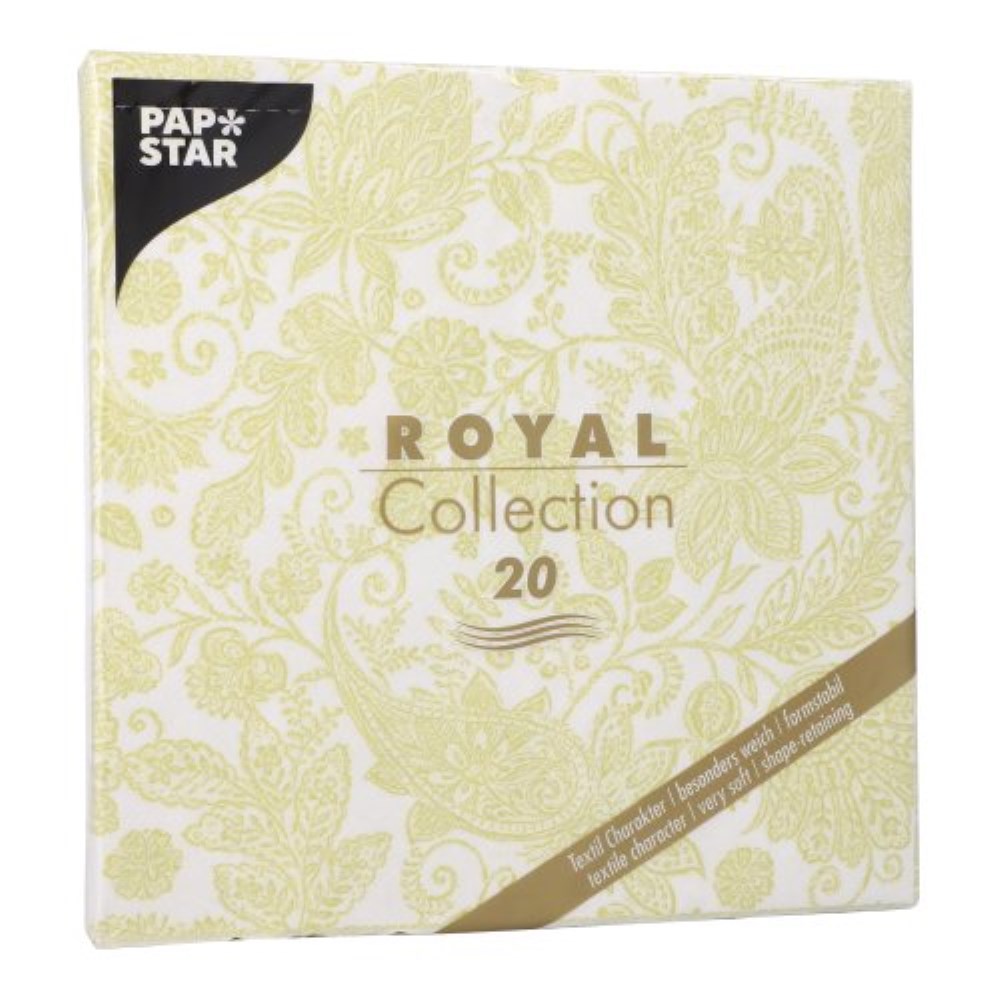 20 Servietten "ROYAL Collection" 1/4-Falz 40 cm x 40 cm limonengrün "Paisley"