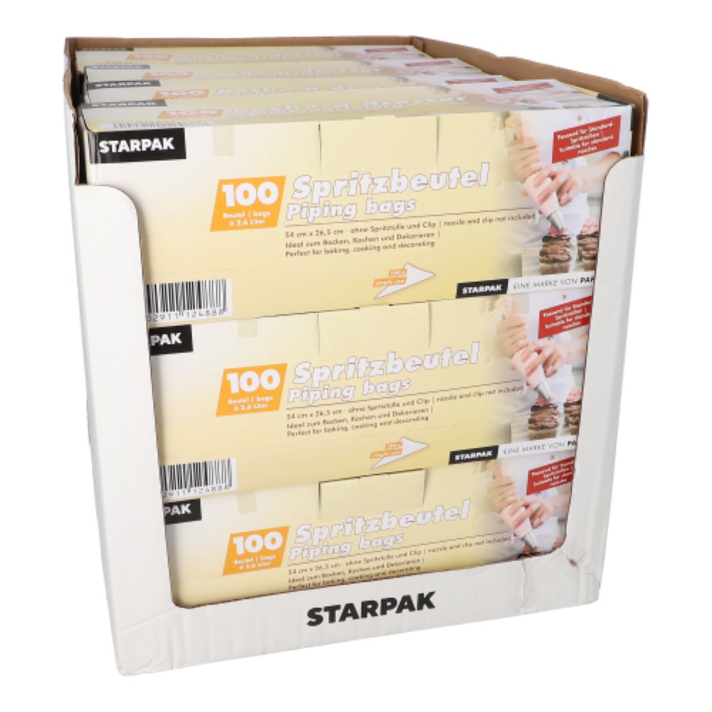 100 Spritzbeutel 2,6 l 54 cm x 26,5 cm transparent